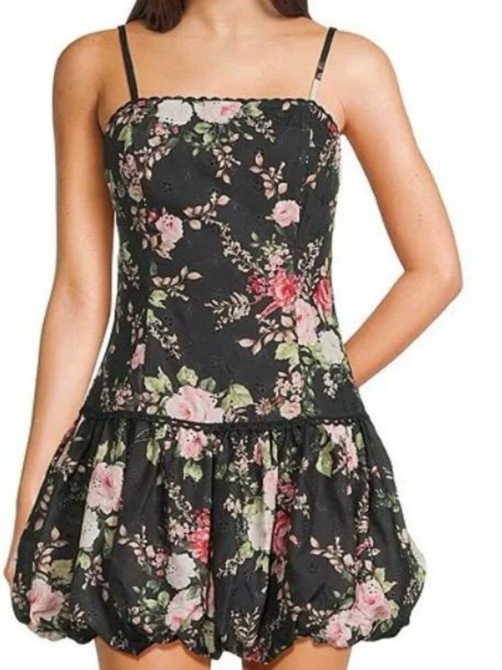Evolutionary Juniors Floral Print Poplin Bubble Hem Dress Size L NWT